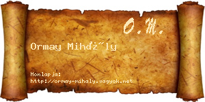 Ormay Mihály névjegykártya